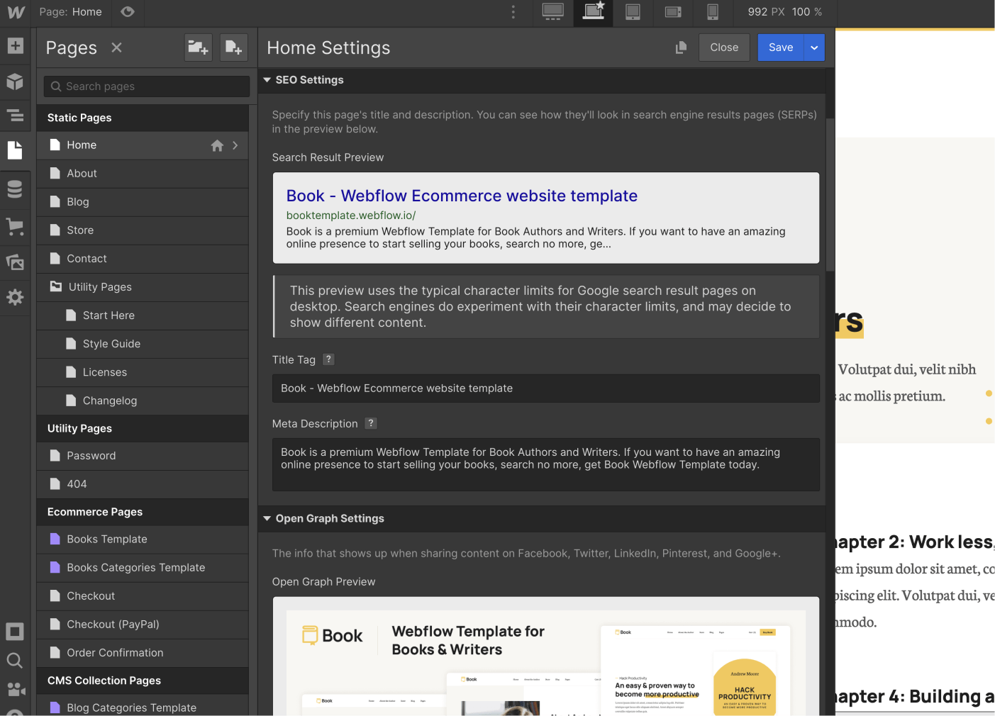 SEO - Book Webflow Template